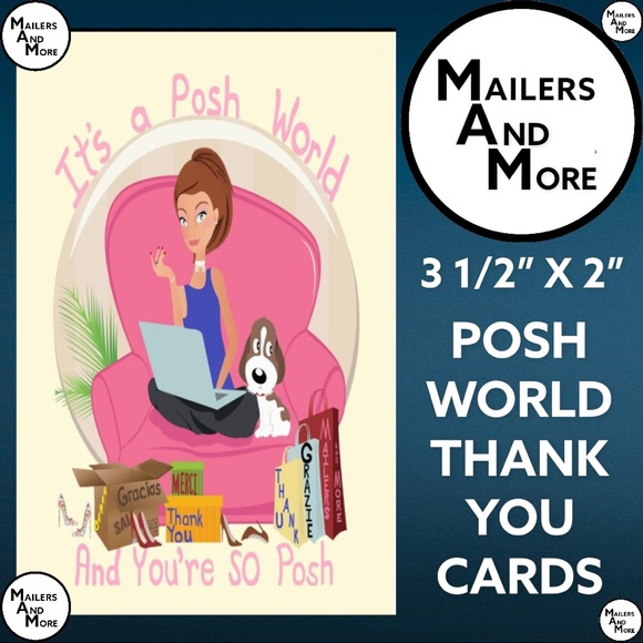 50 Posh World Thank You Cards, Note Card - Picture 1 of 1
